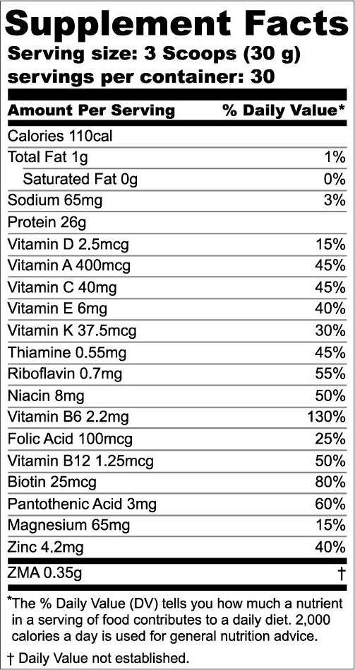 NUTRISION 100% ZMA CHOCOLATE Supplement Facts