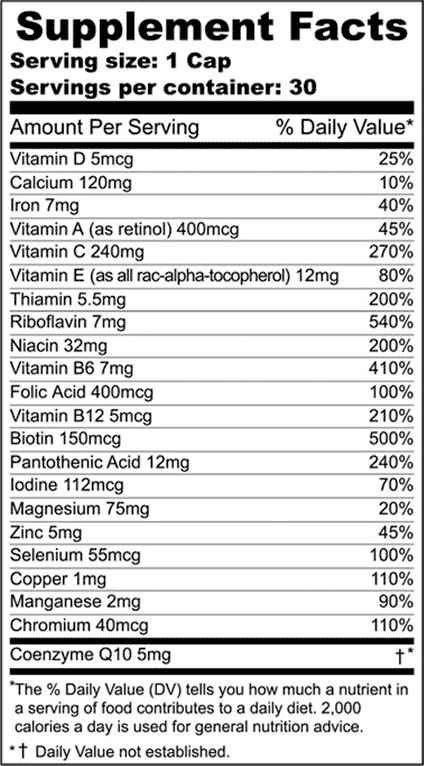 VITA ACTIVE Supplement Facts