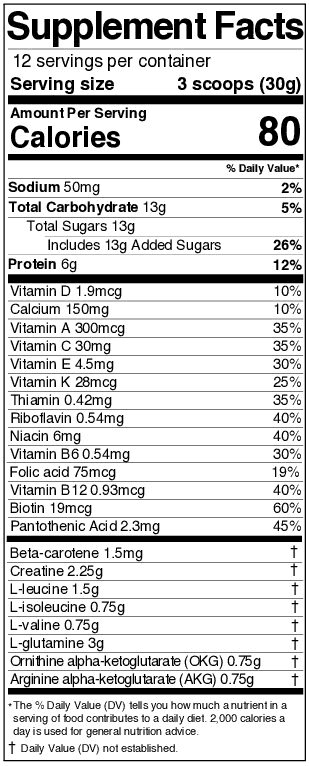 RECOVERY MASS 2.0 Supplement Facts