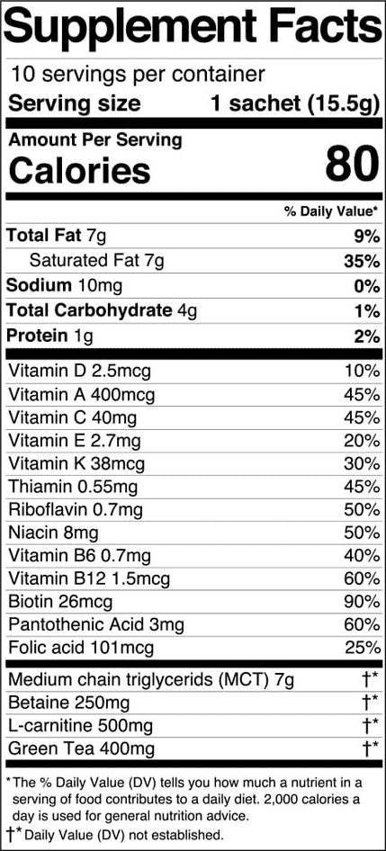 MCT ENERGY Supplement Facts